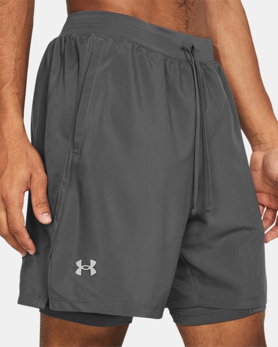 Men's UA Launch 2-in-1 7" Shorts in Gray image number 3